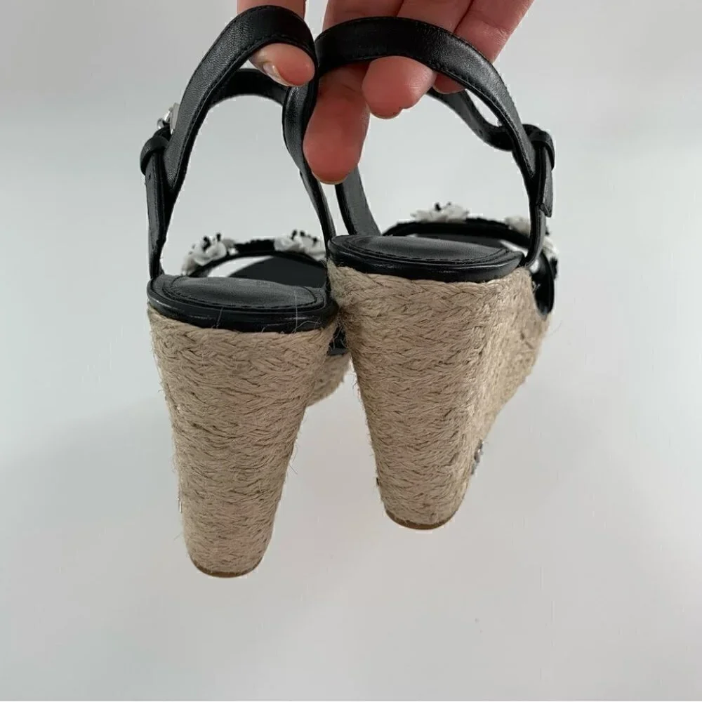 Michael Michael kors sandals 5 35 Jill black white leather platform Espadrilles